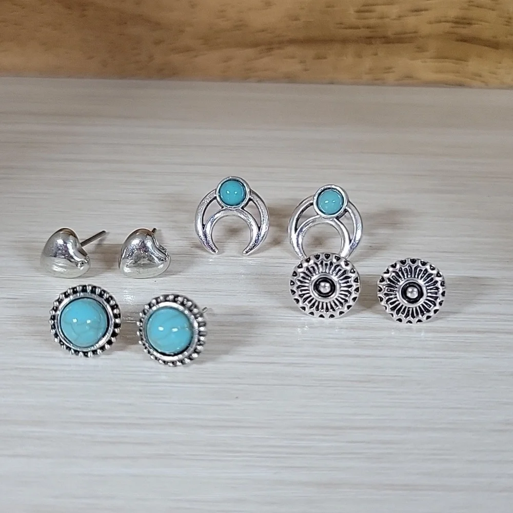Boho Basics Stud Earrings, Set of Four - Picture 2 of 8
